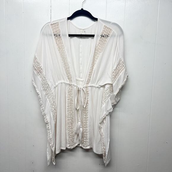 Elan Women's Embroidered Gauzy Bohemian Tunic Top Size Small Oversized Beachy - Picture 1 of 14